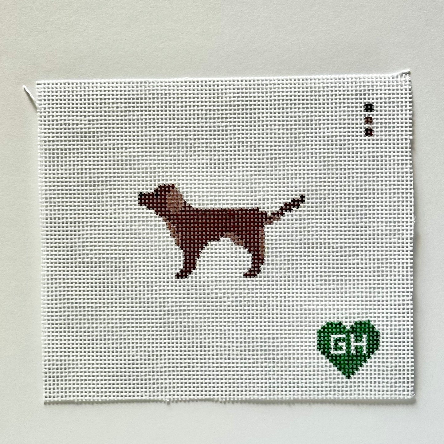 Green Heart Needlepoint: Lab Brown Mini