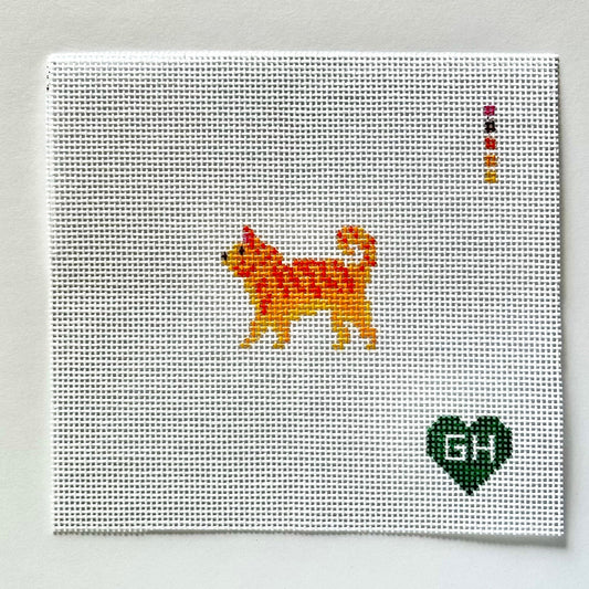 Green Heart Needlepoint: Orange Tabby Cat Mini
