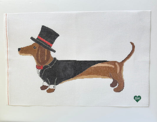 Green Heart Needlepoint: Dapper Dachshund Jumbo