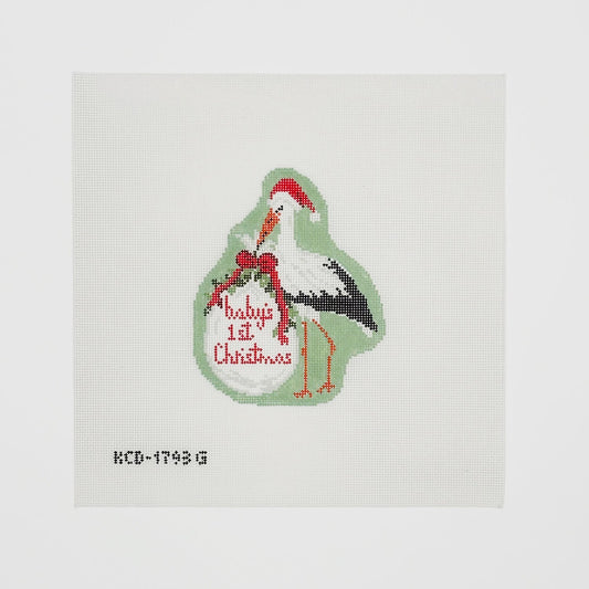 Baby's First Christmas Green Stork