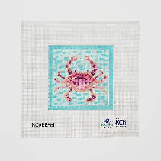 Pink Crab on Blue Square