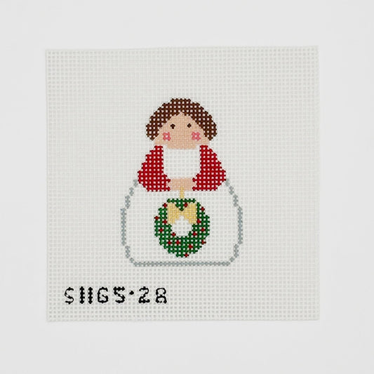 White and Red Angel with Wreath