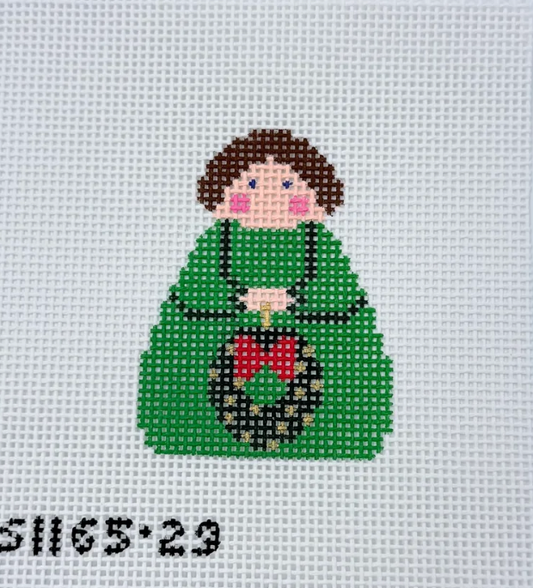 Green Angel with Wreath