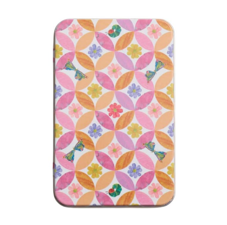Circle Leaf Flower & Butterfly Magnet Tin