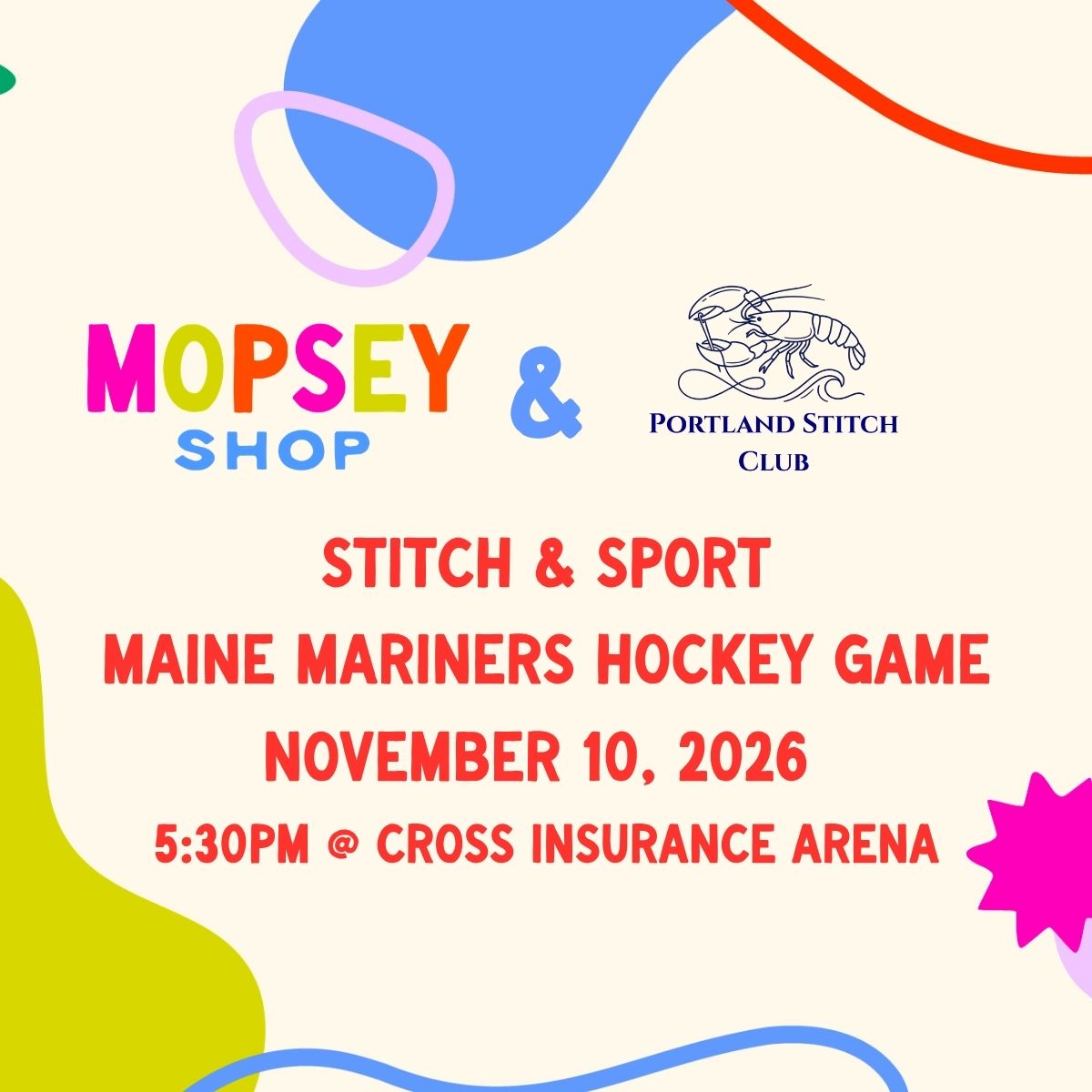 November 10, 2026 | Stitch & Sport - Maine Mariners Game