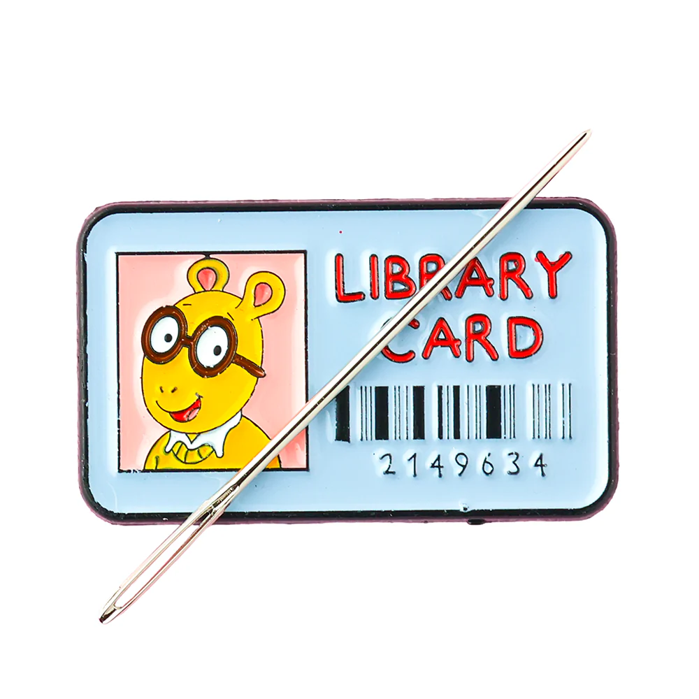 Blue Library Card Needle Minder