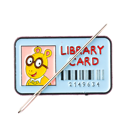 Blue Library Card Needle Minder