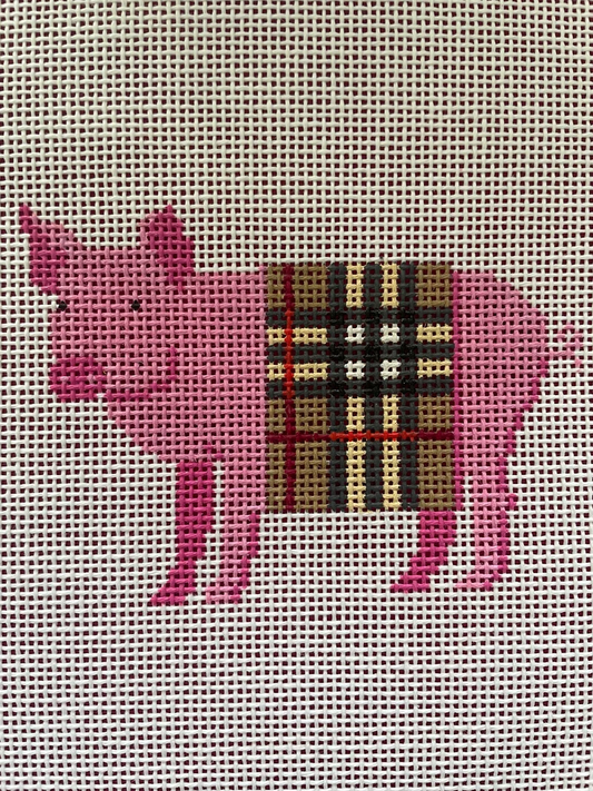 Pig in a B Plaid Blanket