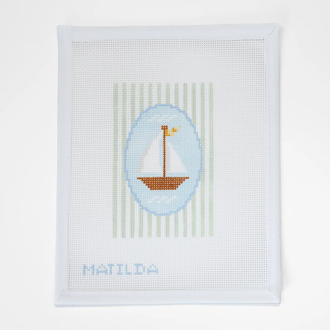 Sailboat Striped Oval