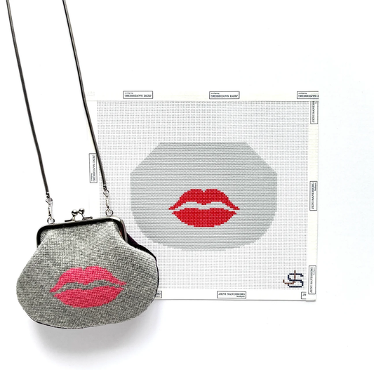 Lips Kiss Lock Bag Needlepoint Canvas