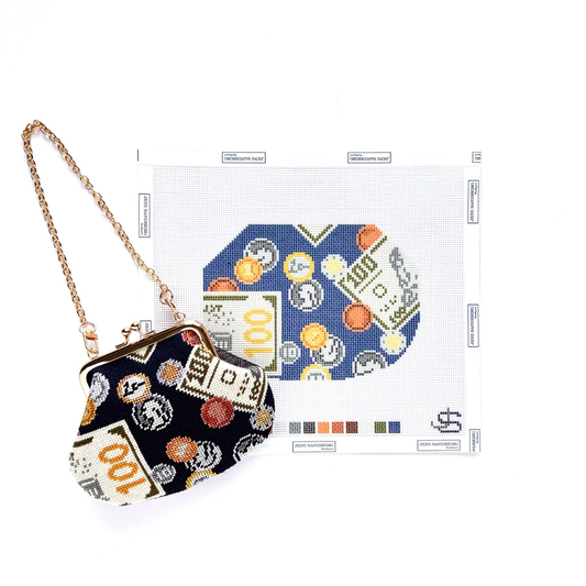 Coins Kiss Lock Bag Needlepoint Canvas